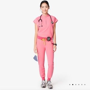 Figs Neon Pink Scrub Set